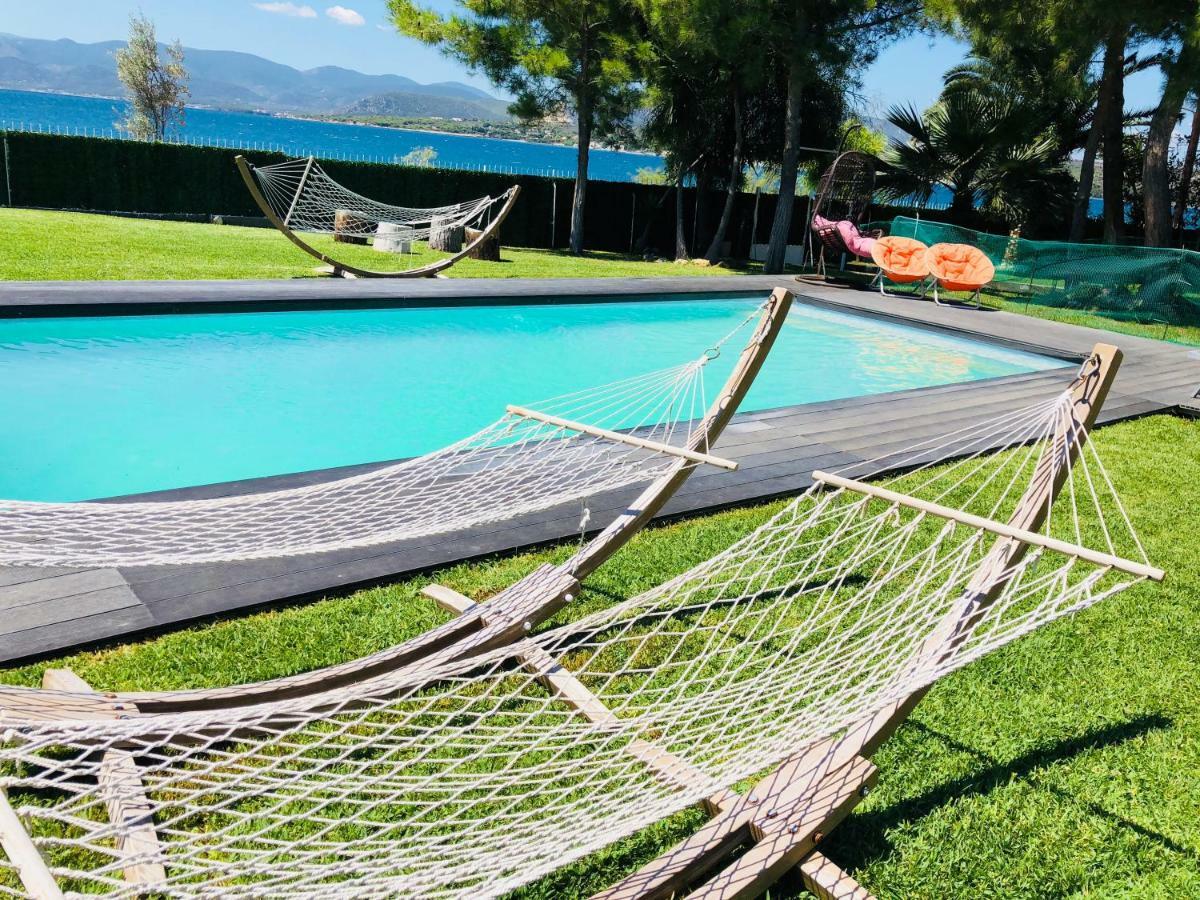 Zoza Luxury Villa Isthmia By The Sea With Private Pool Kalamáki 外观 照片